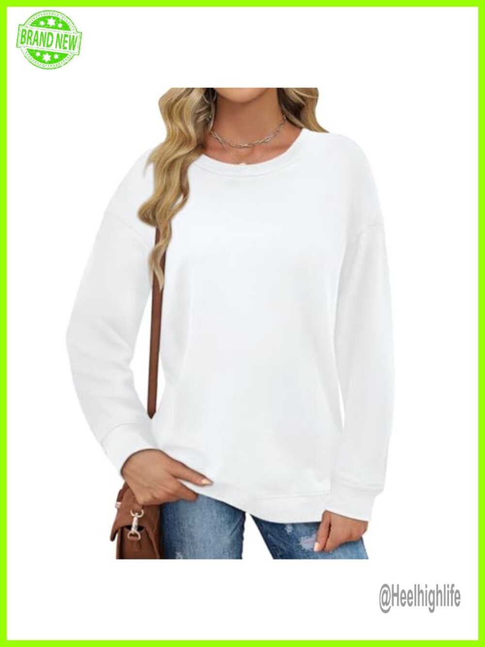 Oversized Cotton Blend Crewneck Sweatshirt Long Sleeve Pullover Top